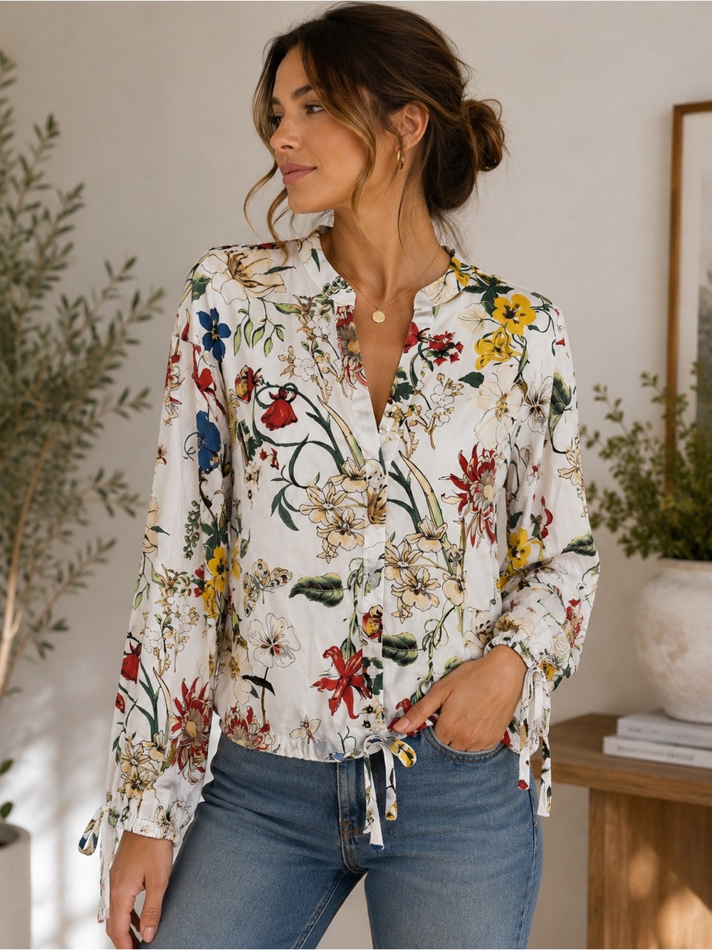 NWT Marc New York Floral Tie Front Blouse Lightweight Boho Top S